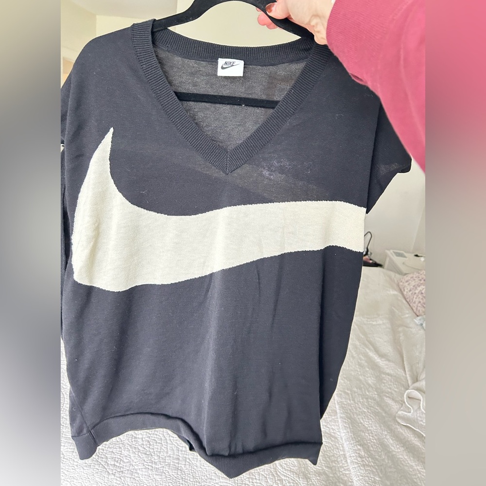 Nike Black V-Neck Sweater Vest with Logo